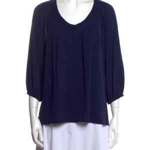 Diane Von Furstenberg - Navy Blue Silk Blouse